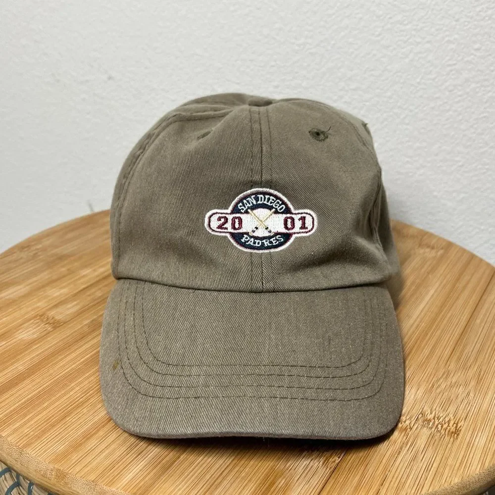 Vintage San Diego Padres Hat Mens Green 2001 Baseball Cap Blue Wave